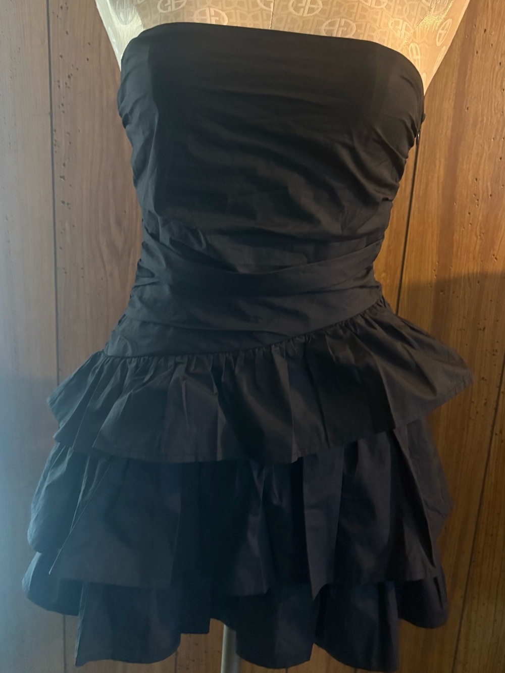 Forever 21 Black Strapless Ruffle Mini Dress